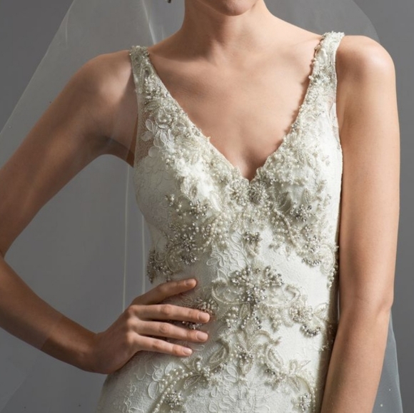 ✨HP✨Watters Paola lace and beaded wedding dress in ivory - Picture 3 of 15